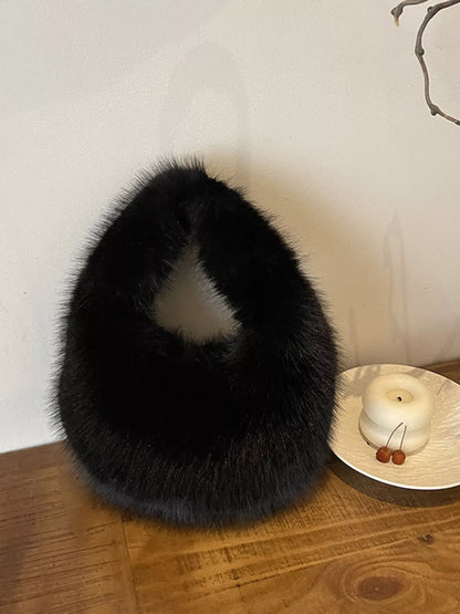 Sarah Express Women's Fluffy Solid Color Mini Handbag