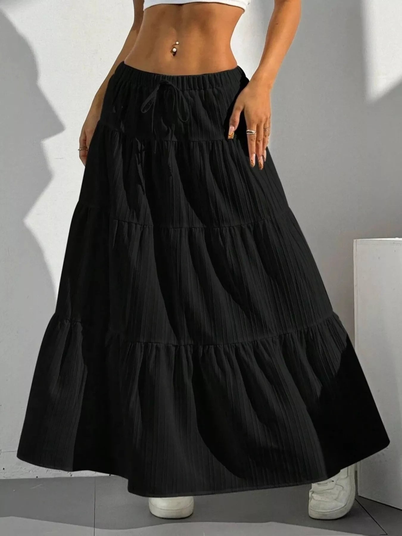 Sarah Express Women's Flowy Tiered Maxi Skirt