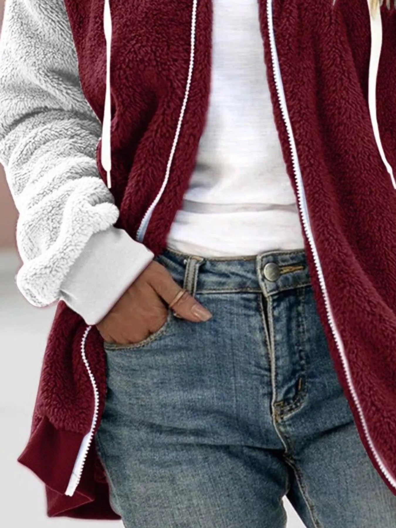 Sarah Express Women's Fleece Zip-Up Hooded Jacket