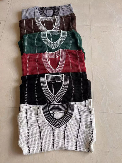 Sarah Express Women's V-Neck Textured Knit Sweater Plus Size