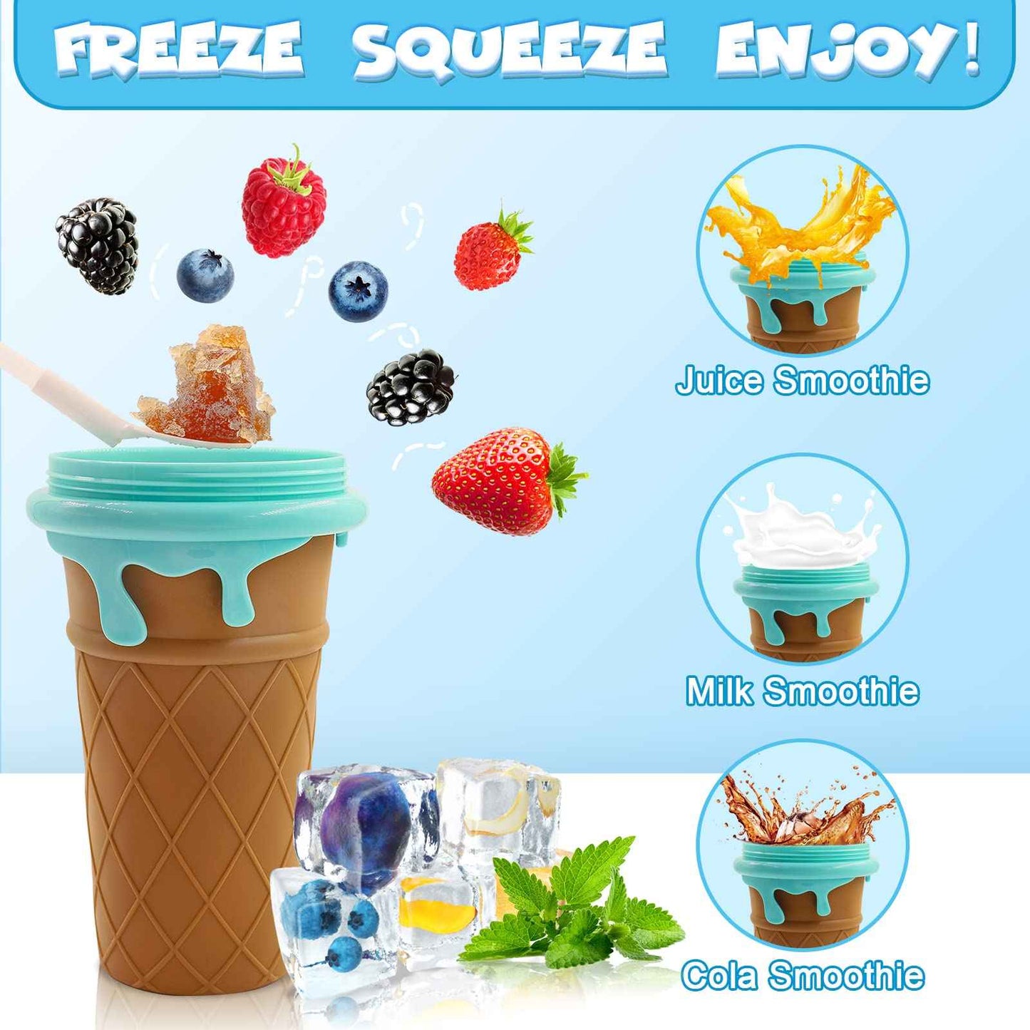 Sarah Express Quick-Freeze Slushy Maker Cup - 500ml Homemade Smoothie & Slush Ice Cream Maker