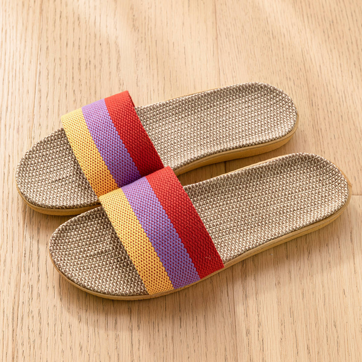 Sarah Express Breathable Linen Slippers - Deodorizing Sweat-Absorbing Indoor Outdoor Slides Bright Red