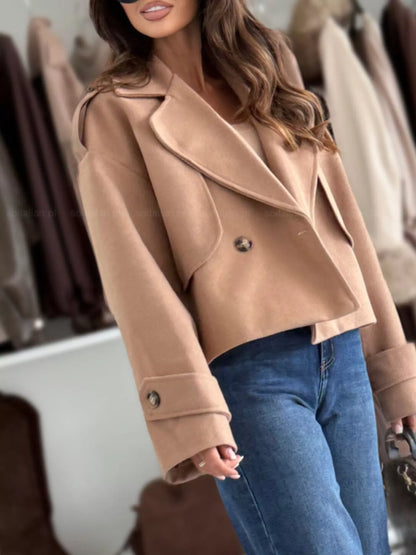 Sarah Express Women's Double-Breasted Cropped Outerwear