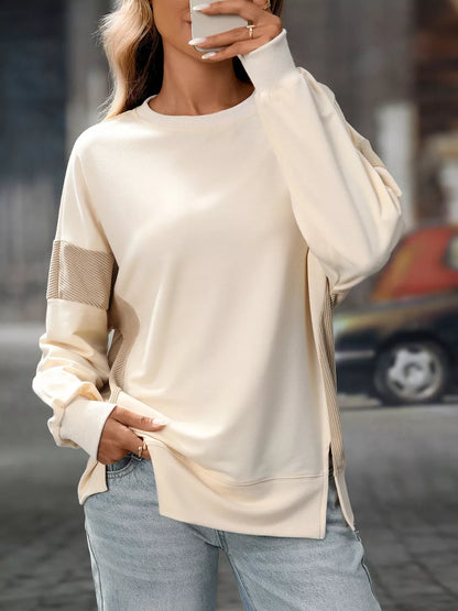 Sarah Express Women's Side Slit Round Neck Sweatshirt