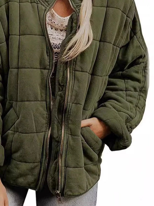 Sarah Express Women's Zip Up Quilted Bomber Jacket