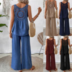Sarah Express Women's Sleeveless Top and Pants Set with Lace Back Detail