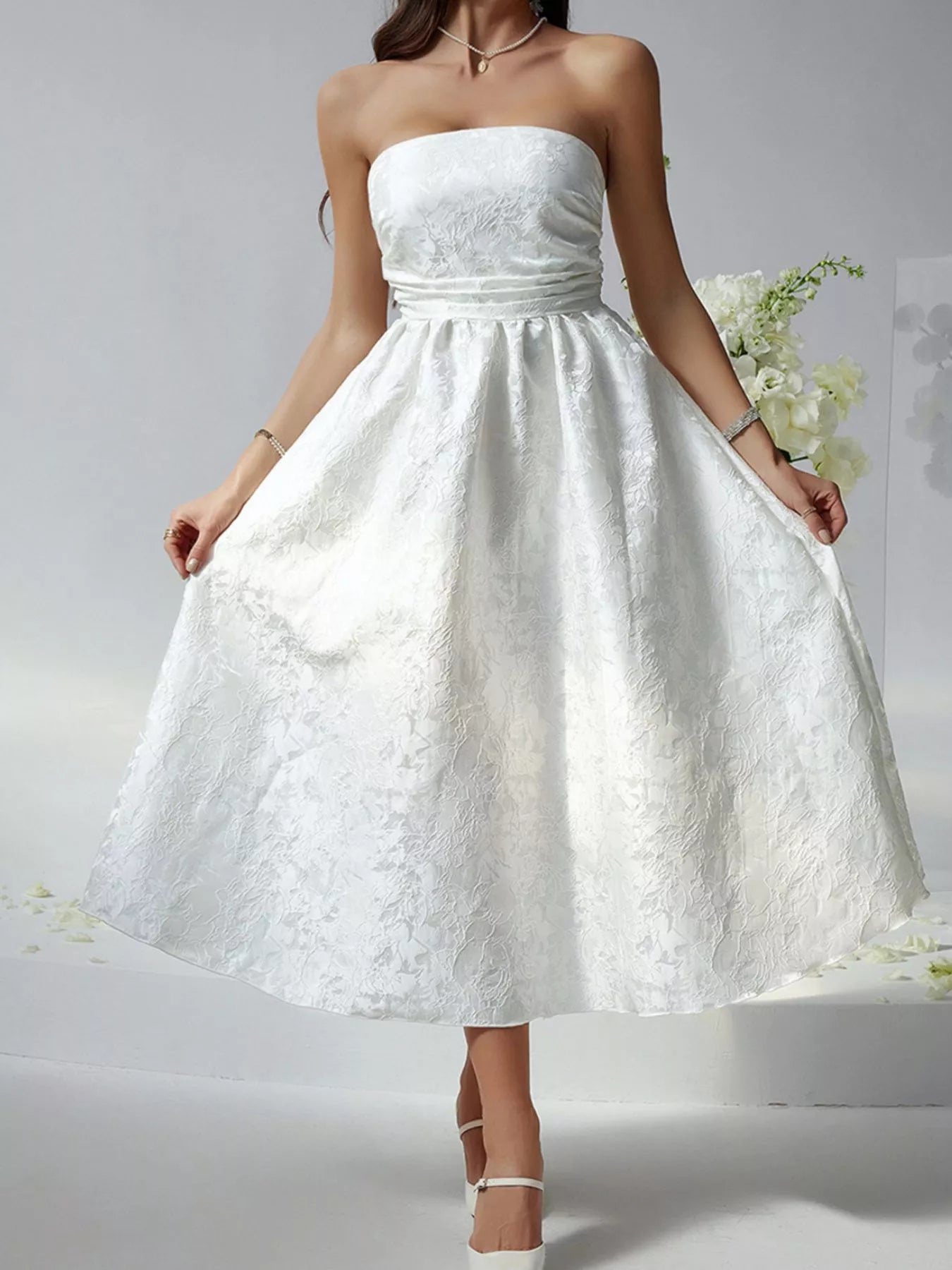 Sarah Express Women's Lace Up Tube Midi Dress