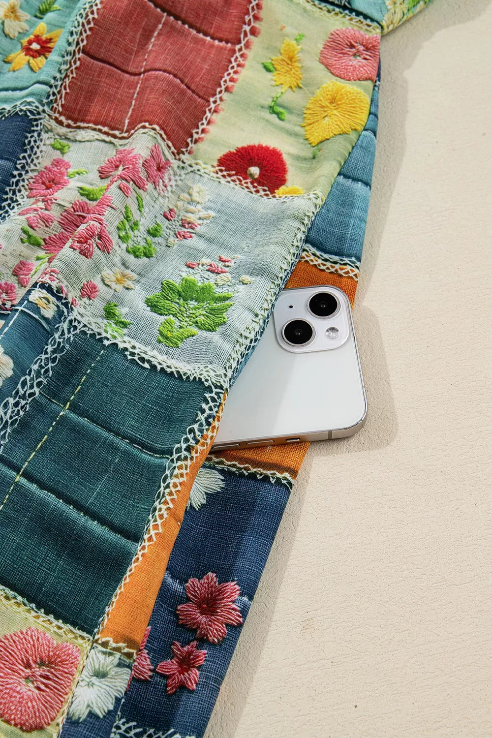 Sarah Express Women's Floral Checkered V-Neck Dress