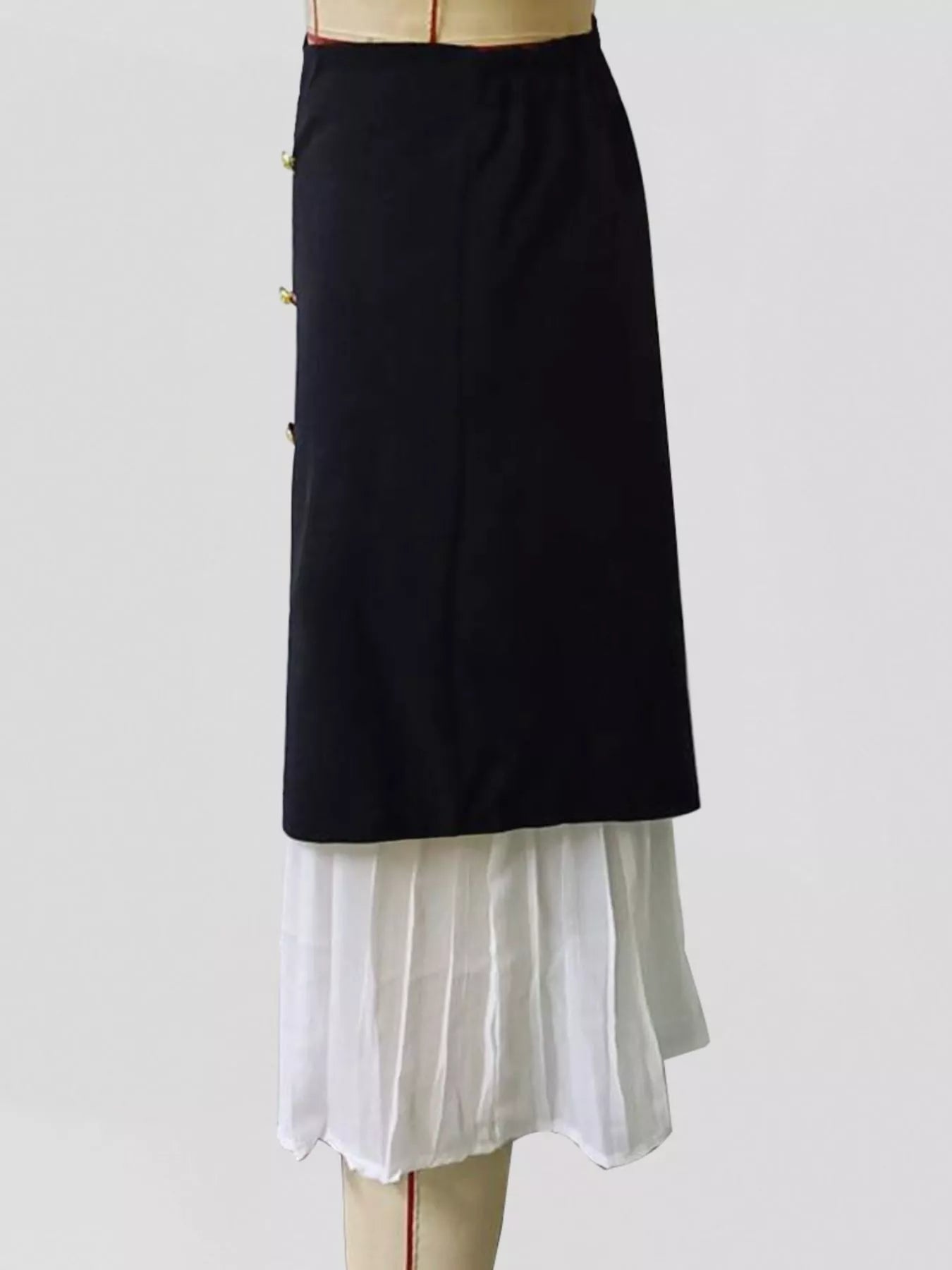 Sarah Express Women's High-Waisted Button Decor Pleated Hem Skirt