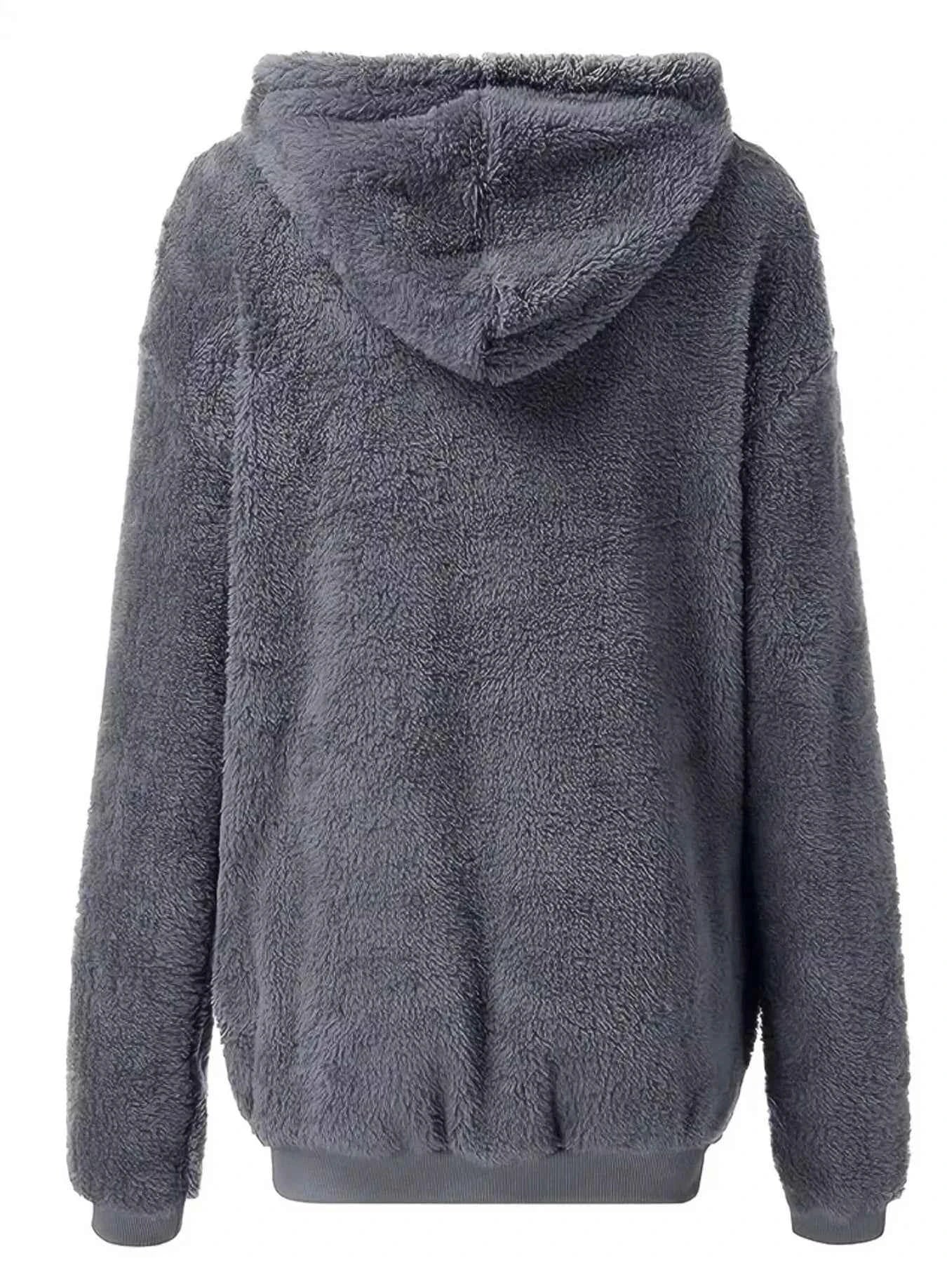 Sarah Express Women's Fleece Zip-Up Jacket - Drawstring Hooded Outerwear