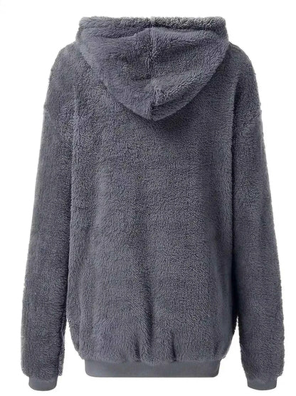 Sarah Express Women's Fleece Zip-Up Jacket - Drawstring Hooded Outerwear