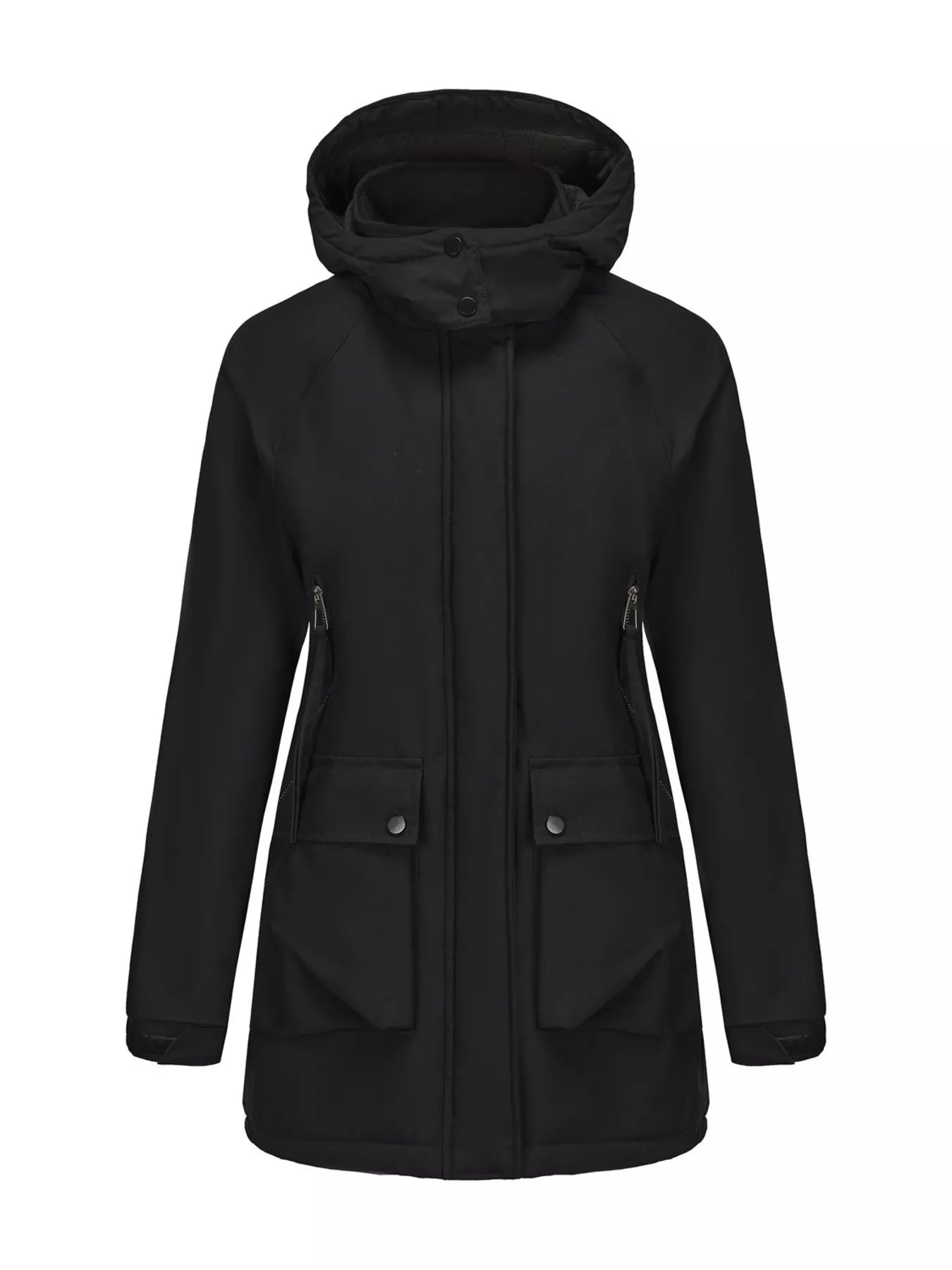 Sarah Express Women's Full Size Zip Up Hooded Parka Outerwear