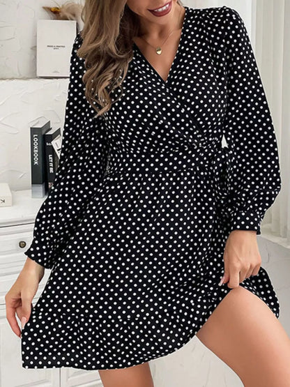 Sarah Express Women's Polka Dot Wrap Mini Dress