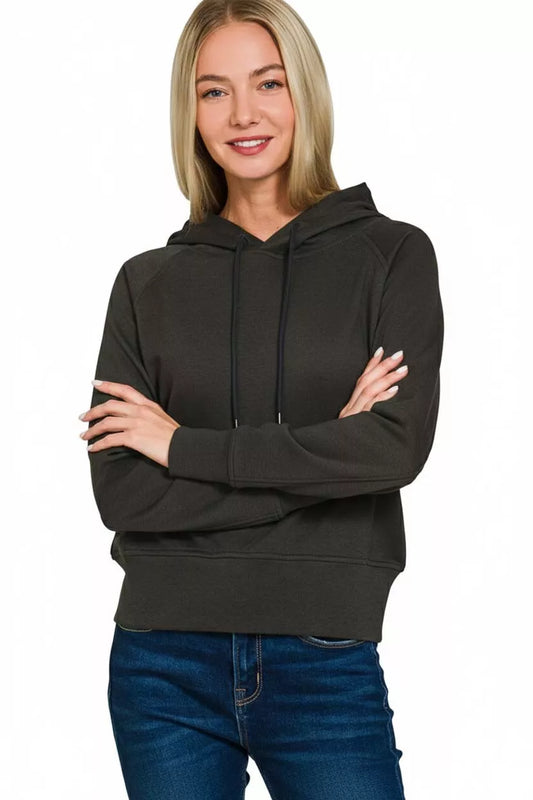 Sarah Express Women's Drawstring Scuba Hoodie - Premium Athleisure Pullover BLACK