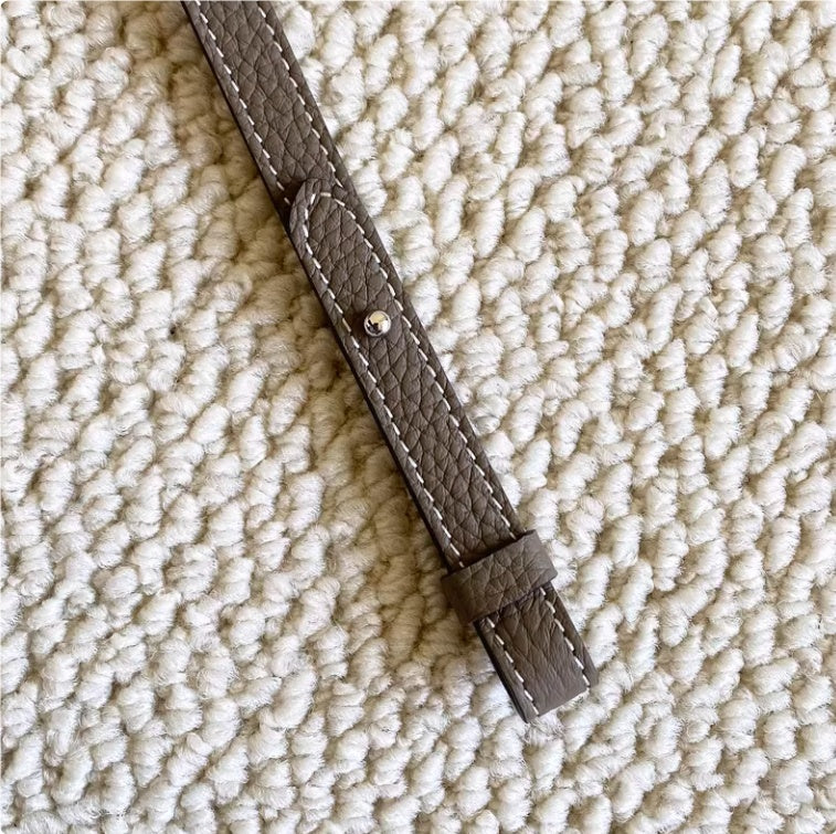 Sarah Express Genuine Leather Bag Strap Replacement – Adjustable Spaghetti Shoulder Strap with Gold & Silver Stud Detail Elephant Grey 1 with silver