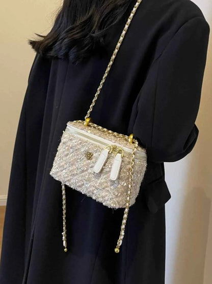 Sarah Express Women's Tweed Crossbody Bag with Chain Strap