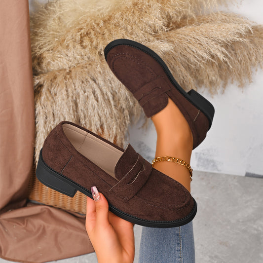 Sarah Express Women's Vintage Suede Loafers - British Style Slip-On Shoes