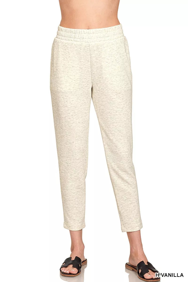 Sarah Express Women's Scuba Capri Sweatpants with Pocket H VANILLA