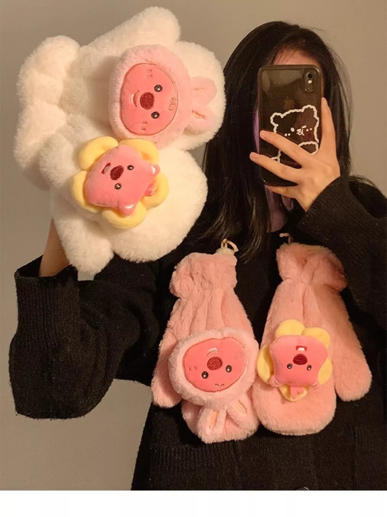 Sarah Express Women's Cartoon Plush Warm Winter Gloves