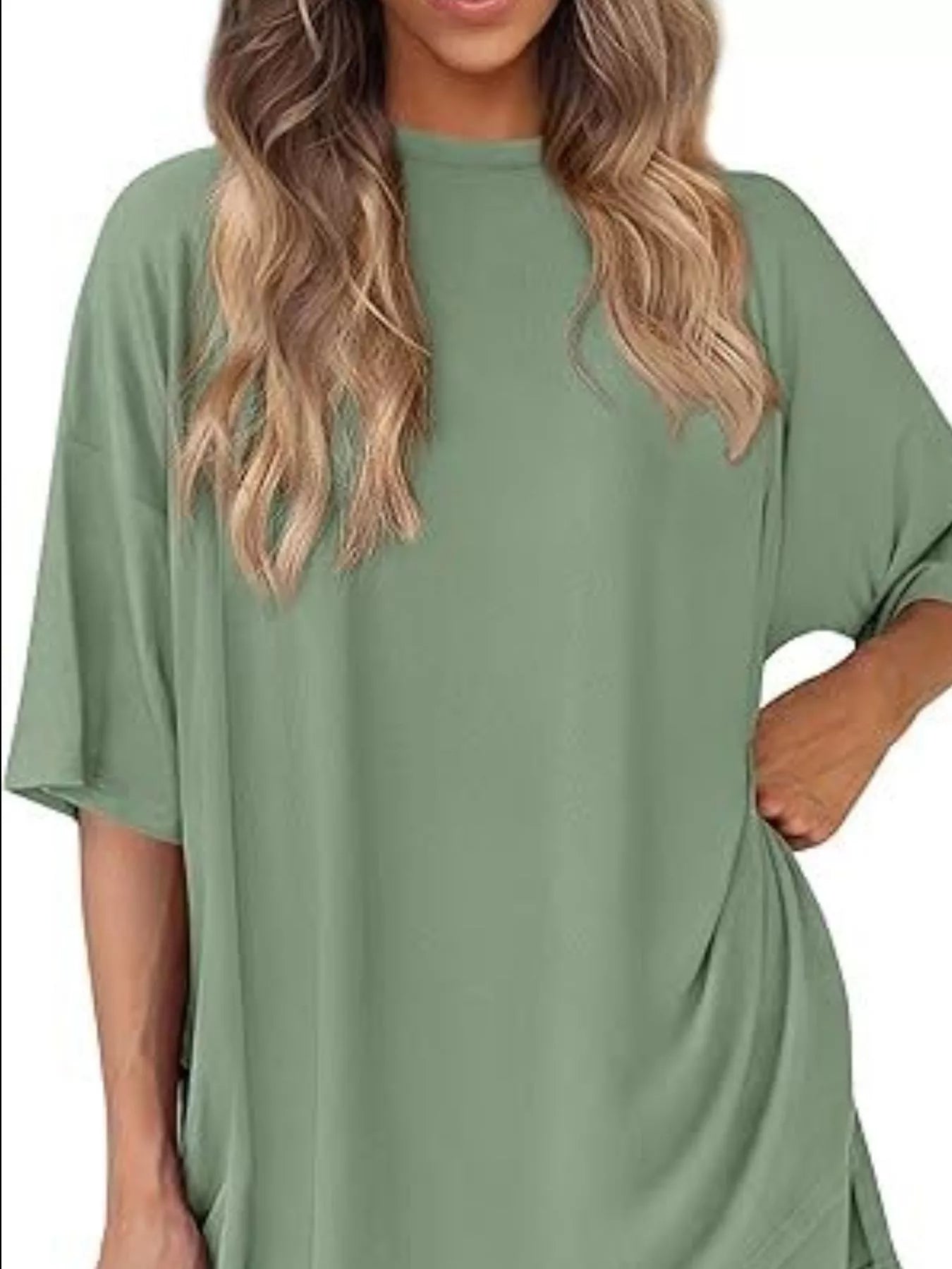 Sarah Express Women's Relaxed Fit Round Neck Top and Shorts Two-Piece Set - Plus Size Loungewear