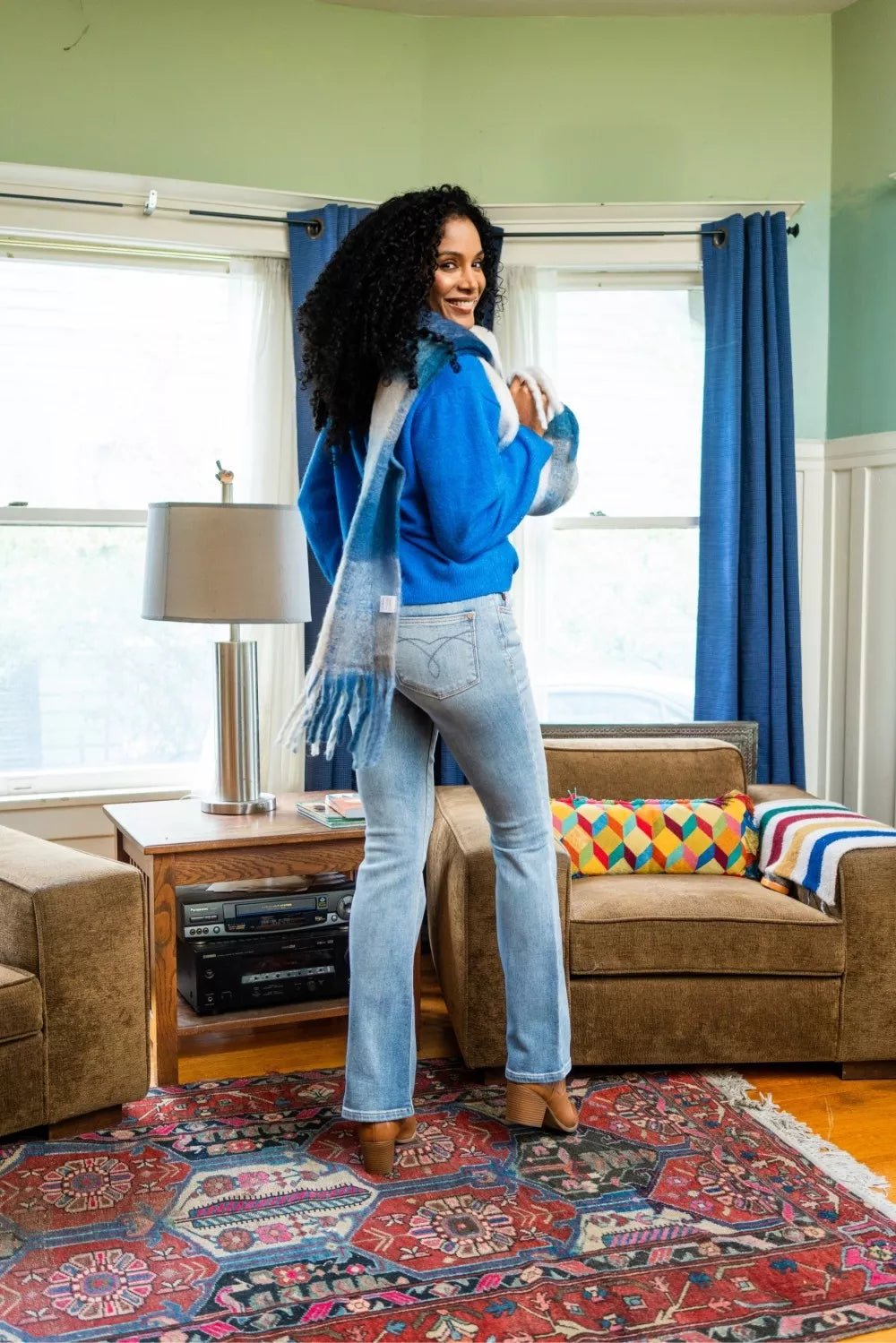 Sarah Express Women's Mid Rise Thermal Bootcut Jeans