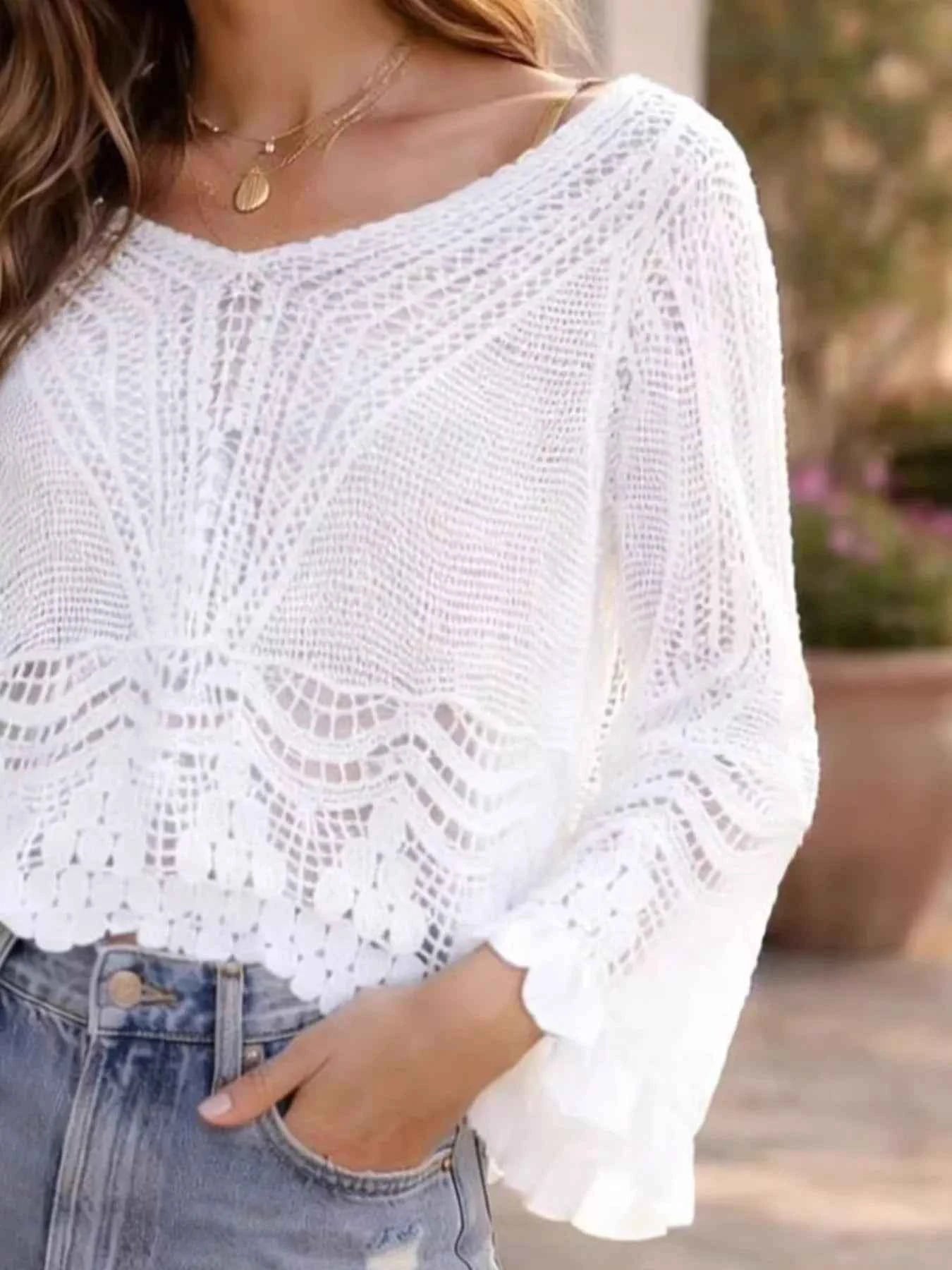 Sarah Express Women's Lightweight Crochet Knit Cover Up - Beach Resort Swimwear