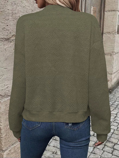 Sarah Express Women's Textured Knit Zip-Up Jacket Plus Size