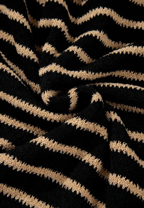 Sarah Express Women's Stripe Drop Shoulder Round Neck Sweater