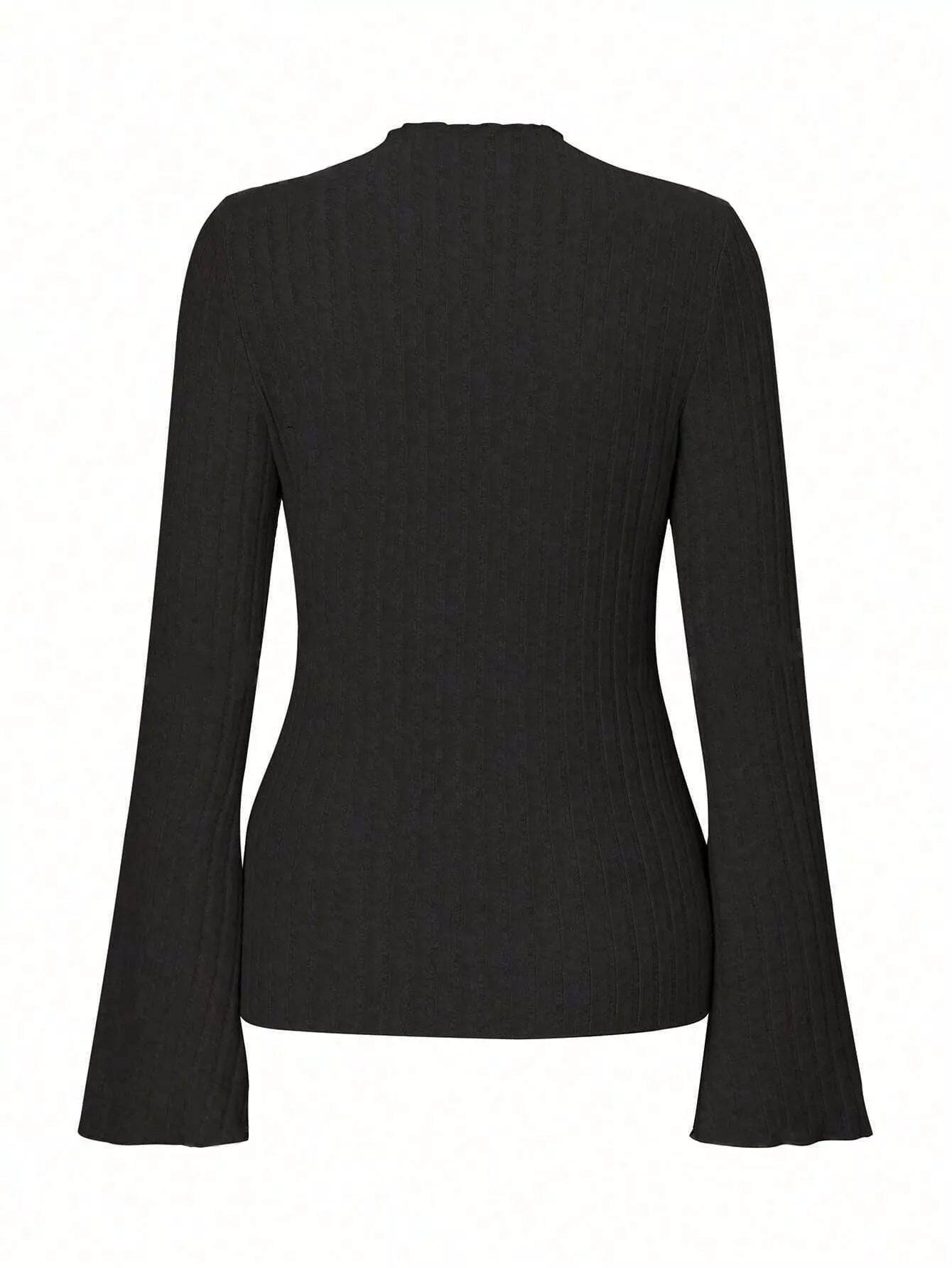 Sarah Express Women's Ribbed Knit Long Sleeve T-Shirt