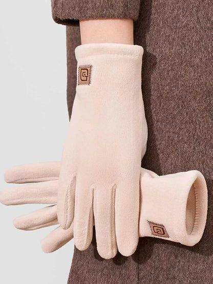 Sarah Express Women's Fleece Touchscreen Gloves - Winter Warm Thermal Gloves Cream One Size
