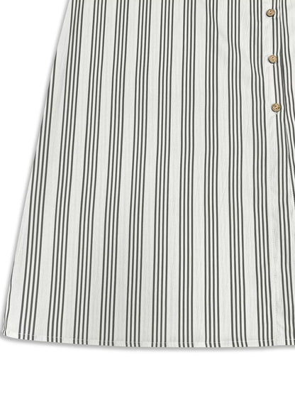 Sarah Express Women's Plus Size Striped Button Front Midi Dress