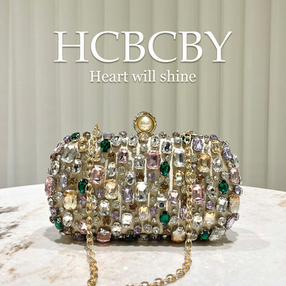 Sarah Express Womens Luxurious Gold-colored Clutch With Dazzling Rhinestone Accents