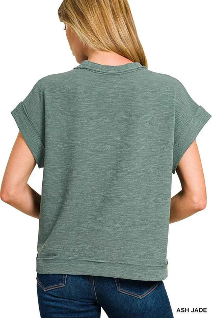 Sarah Express Women's Cotton Slub Short Sleeve Tee and Pants Set - Zenana Loungewear