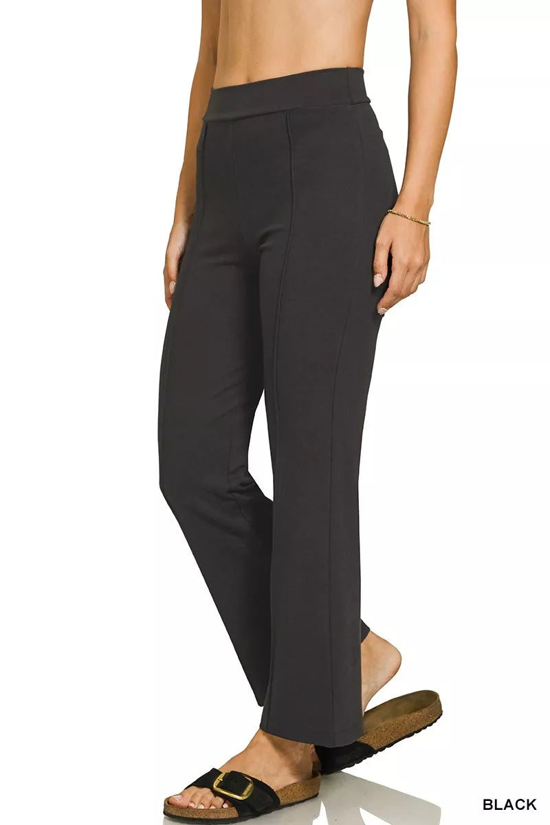 Sarah Express Women's Heavy Ponte Elastic Waistband Pintuck Pants