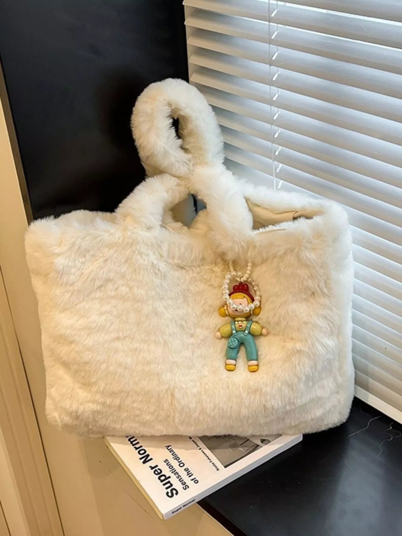 Sarah Express Women's Fluffy Plush Cartoon Charm Shoulder Bag