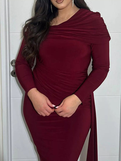 Sarah Express Women's One-Shoulder Ruched Maxi Dress