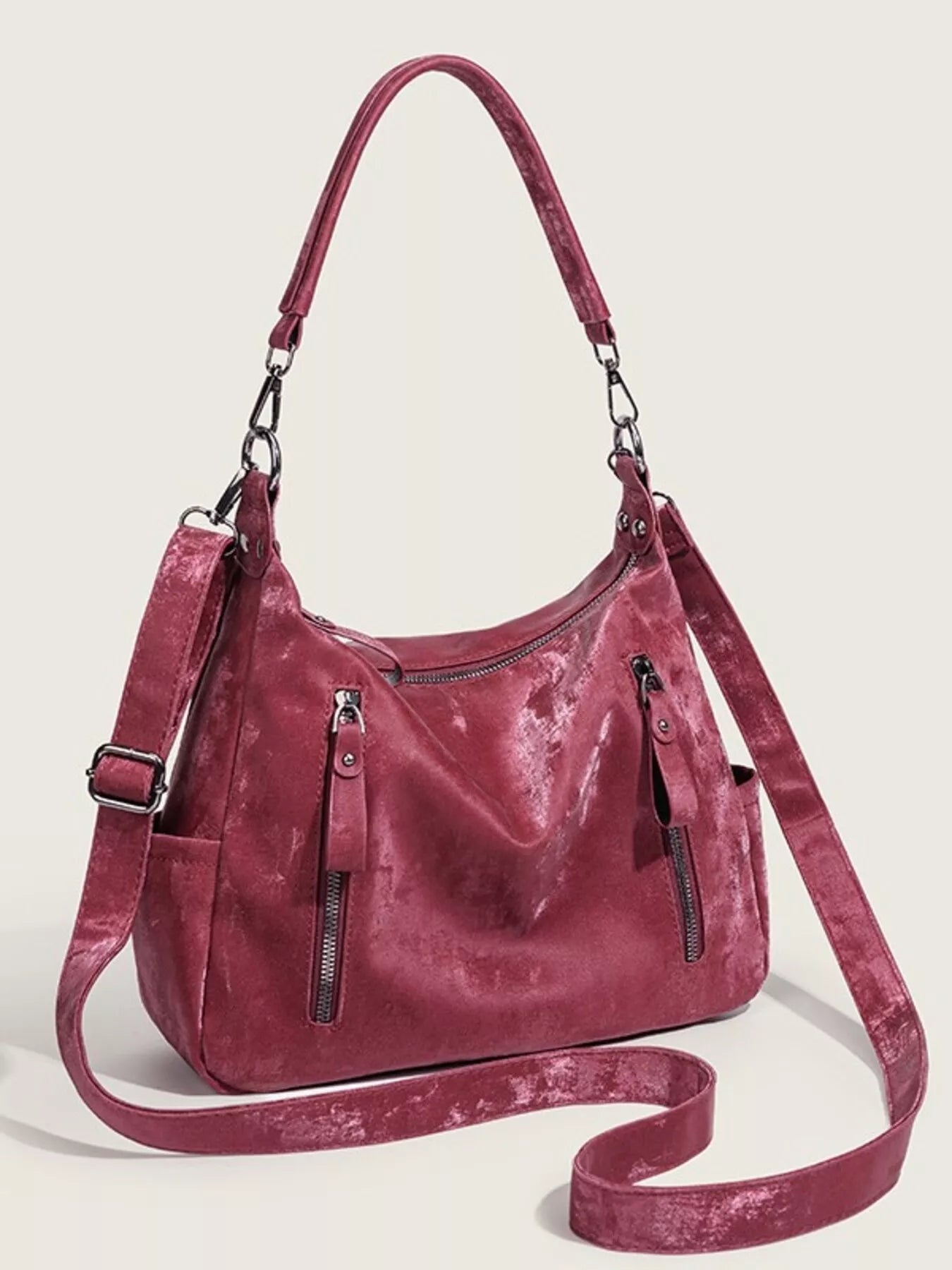 Sarah Express Women's Vintage Style Zipper Front Crossbody Bag