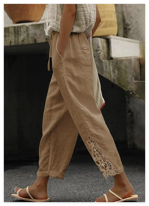 Sarah Express Women's Mid-Rise Straight Leg Baggy Trousers Casual Pants