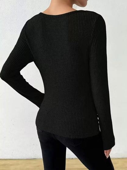 Sarah Express Women's Cowl Neck Ribbed Knit Top