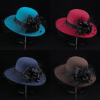 Sarah Express Women's Woolen Cloche Hat Floral Net Veil Dome Style