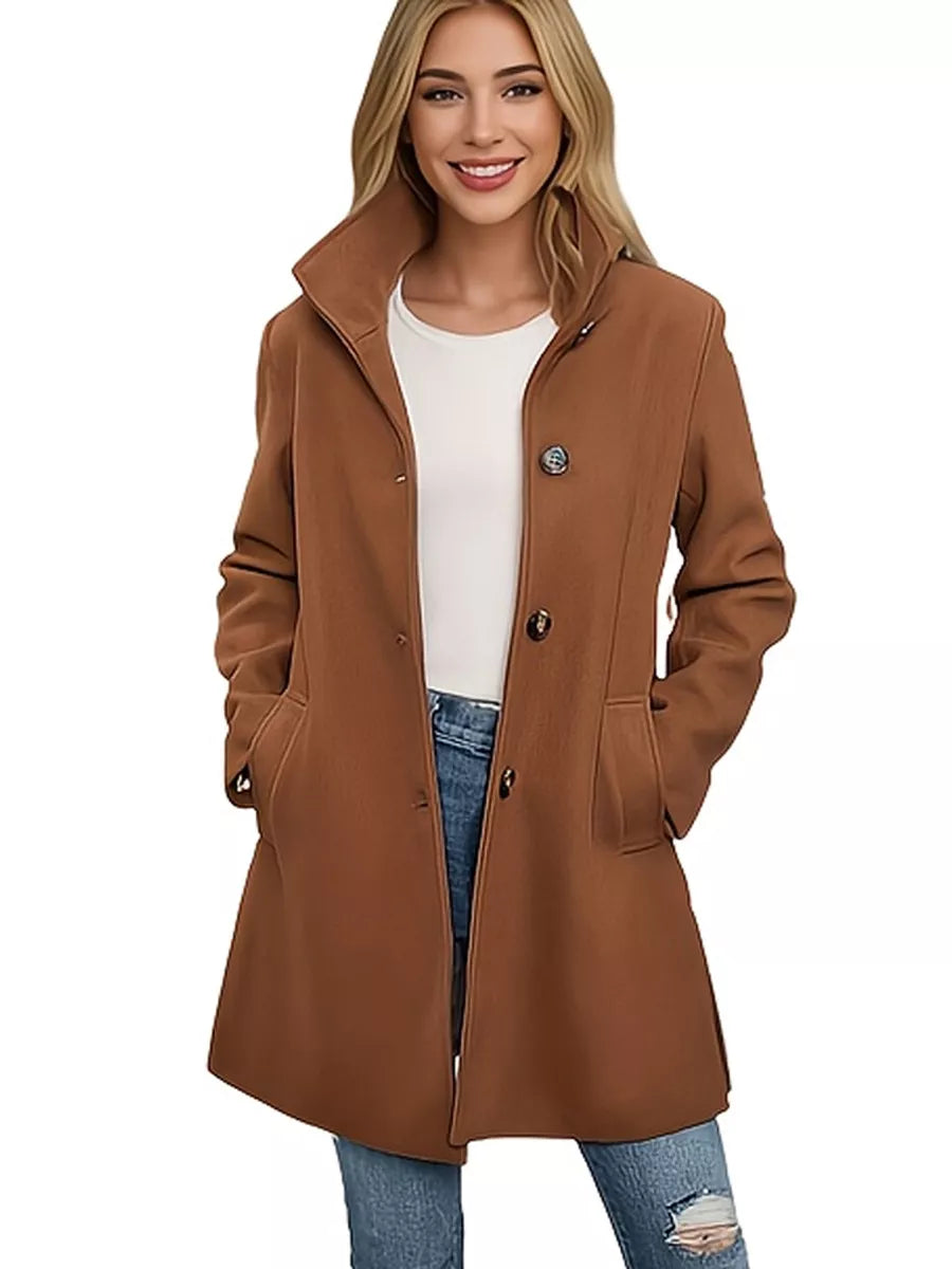 Sarah Express Women's Button-Down Long Sleeve Outerwear Brown