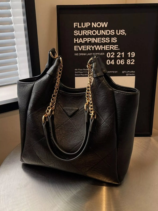 Sarah Express Women's Large PU Leather Shoulder Bag - Chic Crossbody Handbag Black ONESIZE