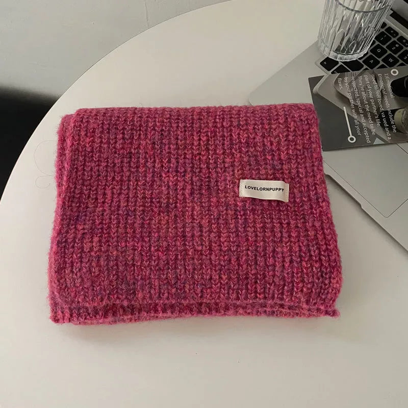 Sarah Express Women's Cozy Knitted Winter Scarf - Soft Wool Blend Long Scarf Rose Red ONESIZE