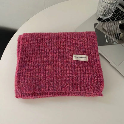 Sarah Express Women's Cozy Knitted Winter Scarf - Soft Wool Blend Long Scarf Rose Red ONESIZE