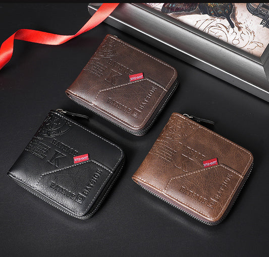 Sarah Express Men's Vintage Bi-Fold Wallet | PU Leather Slim Card Holder
