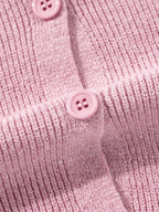 Sarah Express Women's Ribbed Knit Button Front V Neck Cardigan