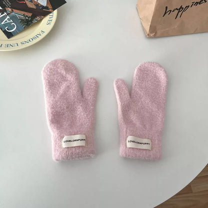 Sarah Express Women's Warm Plush Knitted Mitten Gloves - Faux Cashmere Winter Mittens Pink ONESIZE