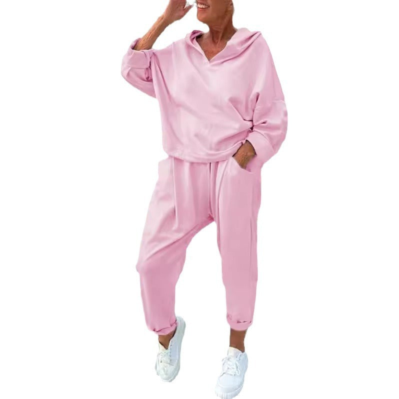 Sarah Express Women's Hooded Sweatshirt Two-Piece Matching Set Loungewear Athleisure