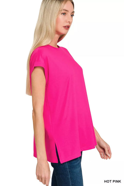 Sarah Express Women's Brushed Microfiber Top & Biker Shorts Set