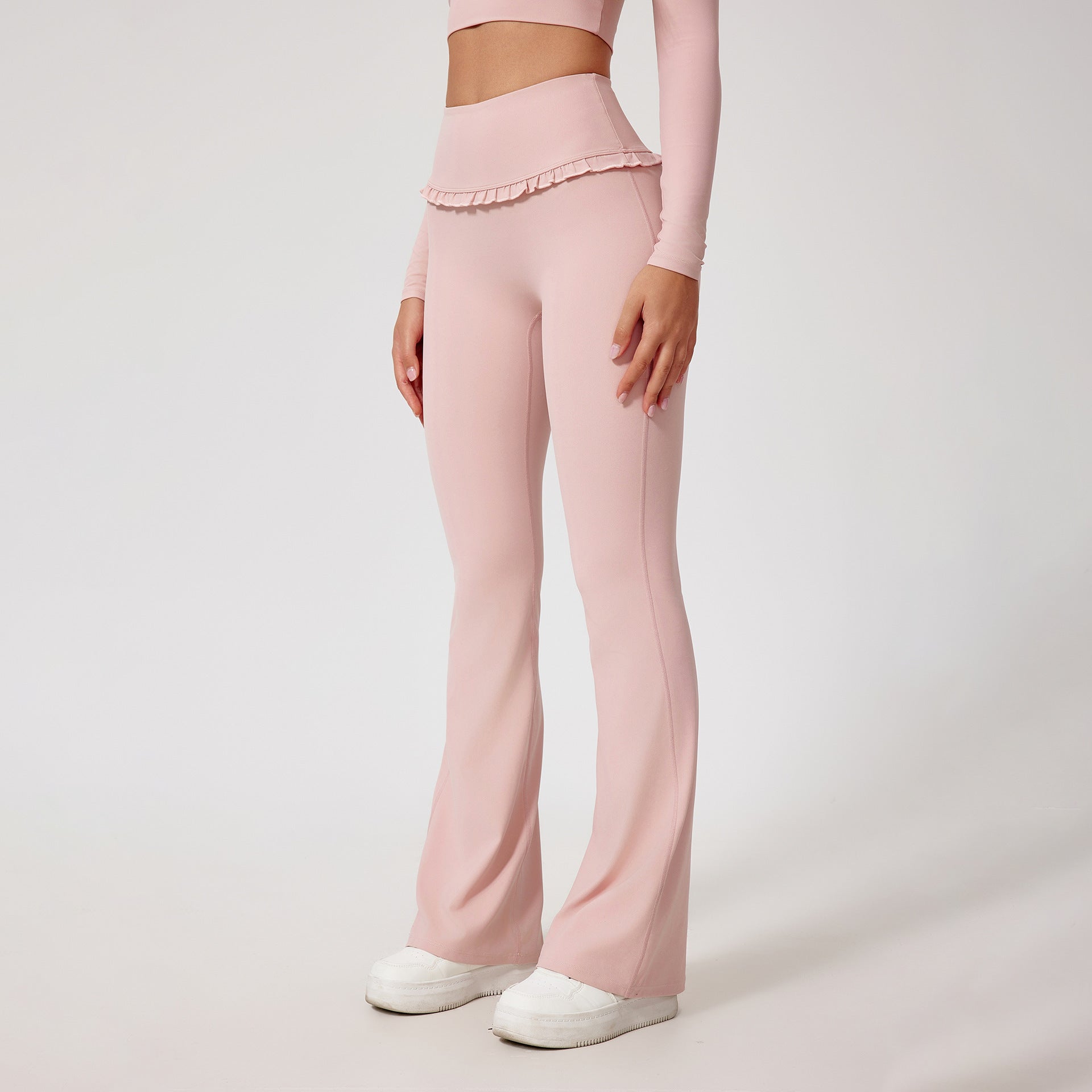 Sarah Express Women's High Waist Hip Lift Yoga Pants Lace Detail Compression Leggings